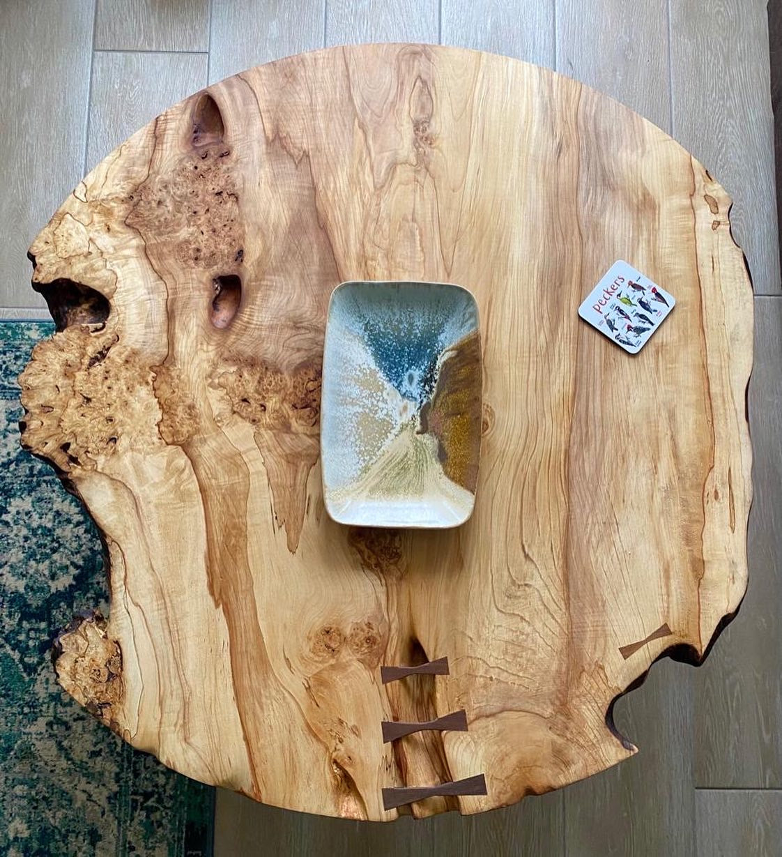 Commission 5. Live Edge Horsechestnut Coffee Table with Butterfly inlay