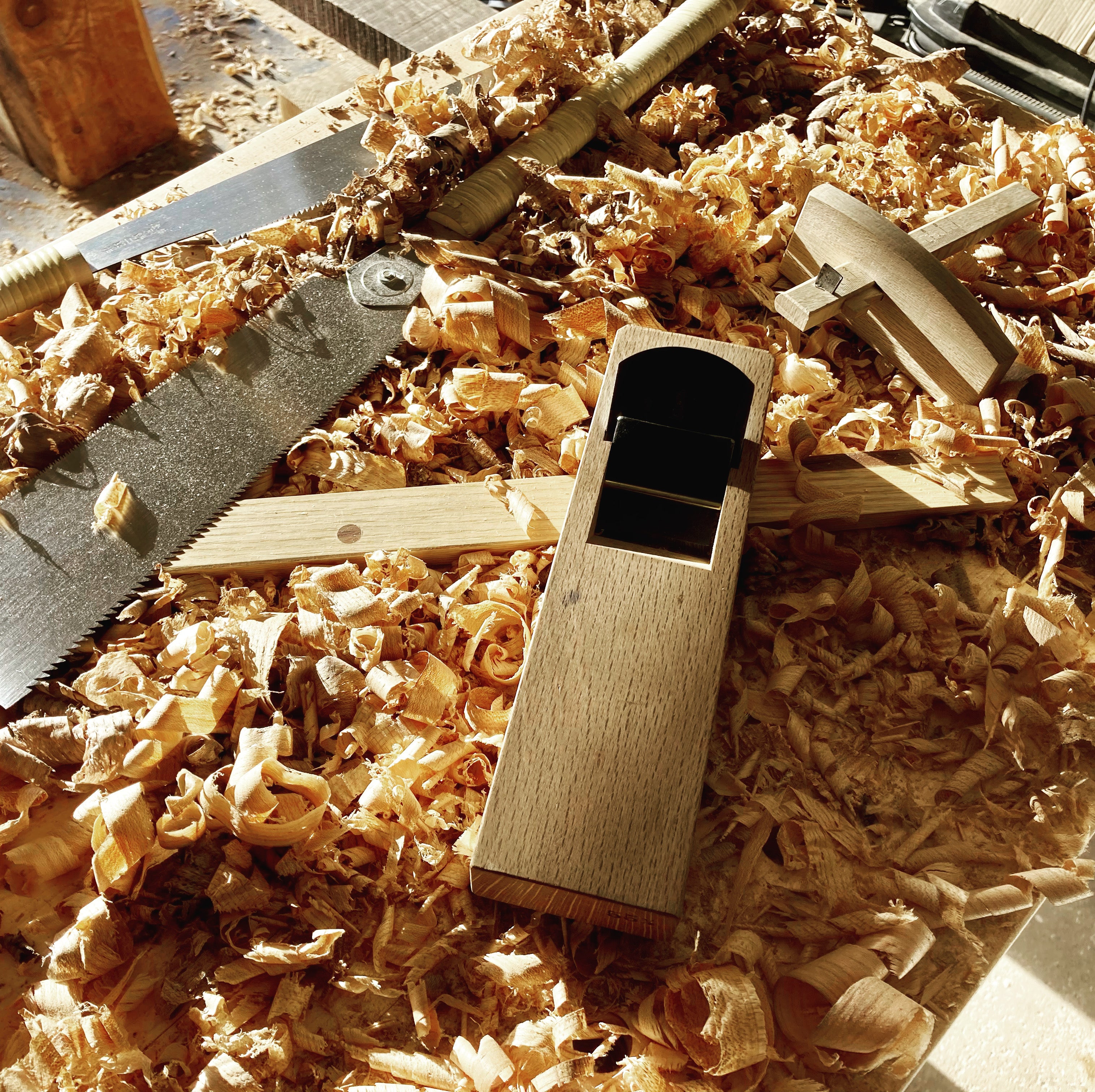 Handtools - Japanese plane or Kana in a pile of wood shavings